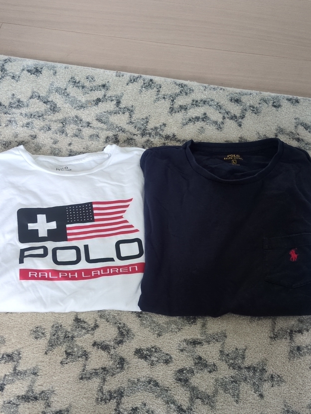 Polo by Ralph Lauren Men's White Graphic Tee and Navy Pocket Tee Set